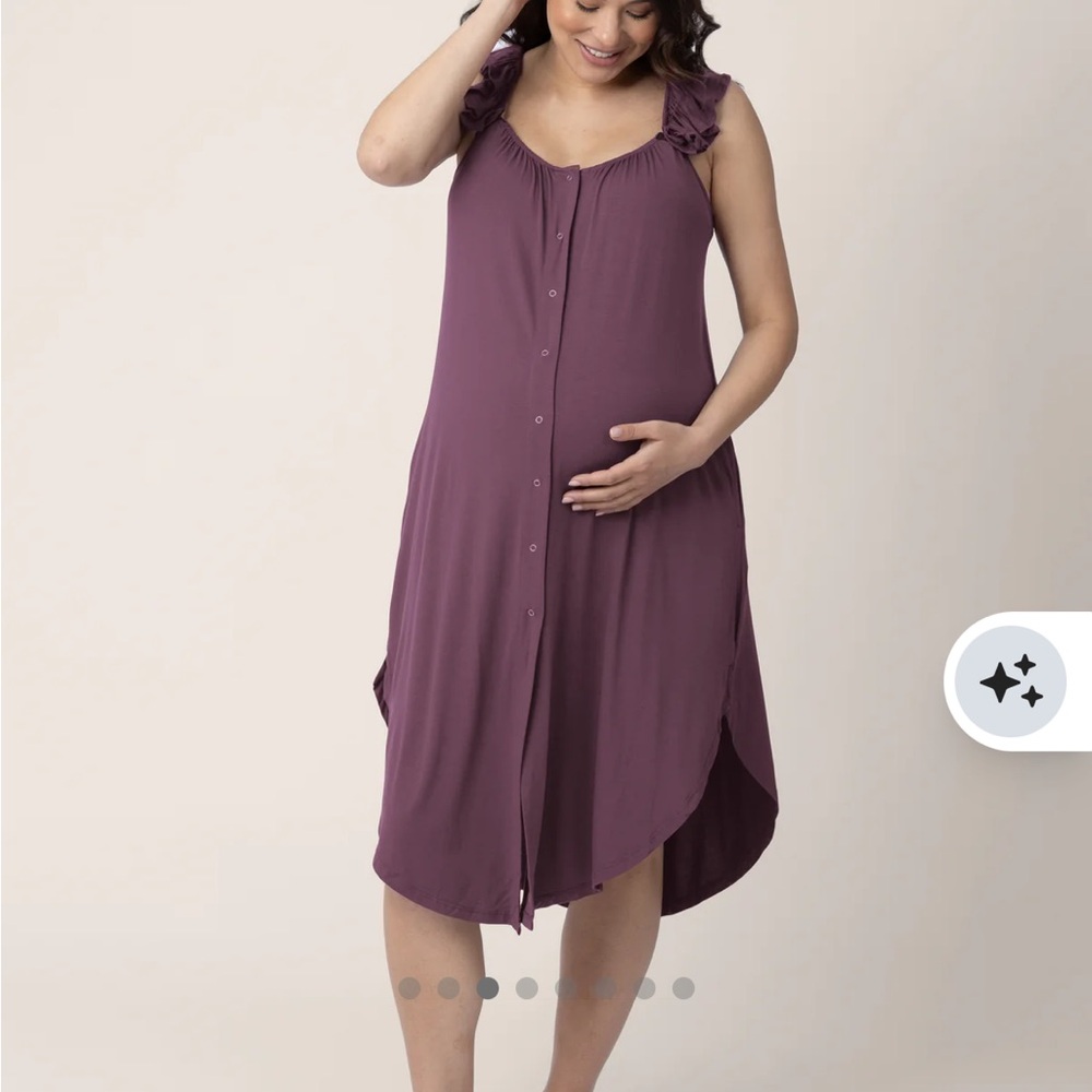 Kindred Bravely Mauve Button-Front Maternity Nightgowno